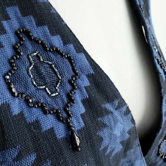 Lemon Grass | Bohemian Aztec Vest Size Large - Picture 7 of 8